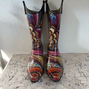 Nomad Multicolor Yippy Western Style Rain Boots